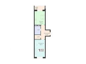 1-к квартира, вторичка, 51м2, 3/16 этаж