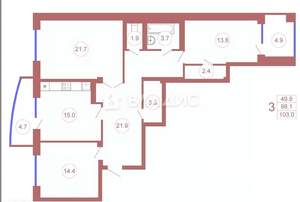 3-к квартира, вторичка, 99м2, 16/16 этаж