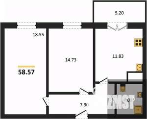 2-к квартира, вторичка, 59м2, 7/15 этаж