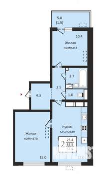 2-к квартира, вторичка, 57м2, 13/17 этаж