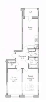 2-к квартира, строящийся дом, 66м2, 5/10 этаж