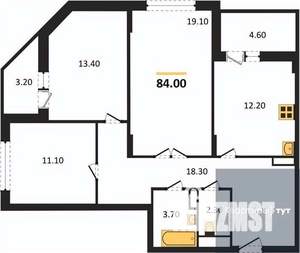3-к квартира, вторичка, 84м2, 11/25 этаж