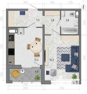 1-к квартира, вторичка, 43м2, 6/18 этаж