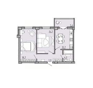 2-к квартира, вторичка, 60м2, 1/15 этаж