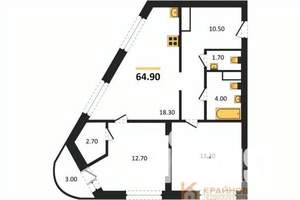 2-к квартира, вторичка, 65м2, 6/13 этаж