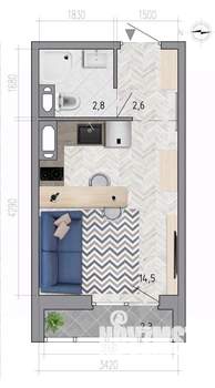 Студия квартира, вторичка, 21м2, 14/18 этаж