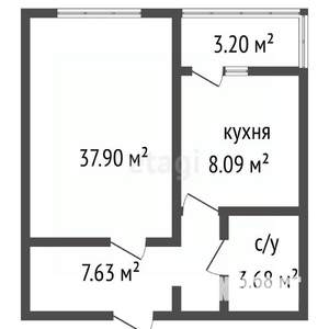 1-к квартира, вторичка, 42м2, 3/17 этаж