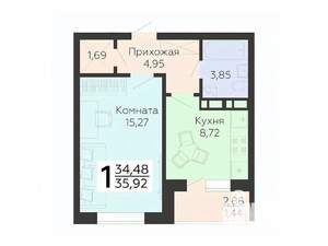 1-к квартира, вторичка, 36м2, 3/18 этаж