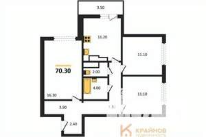 3-к квартира, вторичка, 70м2, 24/25 этаж