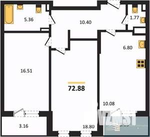 2-к квартира, вторичка, 73м2, 6/24 этаж
