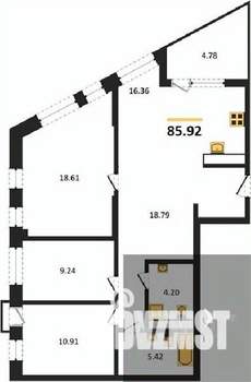 3-к квартира, вторичка, 86м2, 9/21 этаж