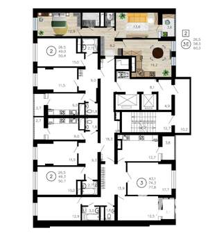 2-к квартира, вторичка, 60м2, 6/21 этаж
