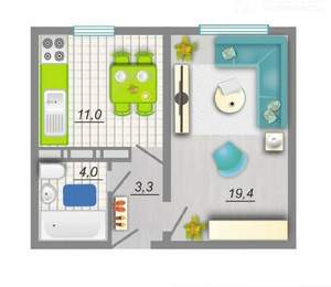 1-к квартира, вторичка, 40м2, 8/17 этаж