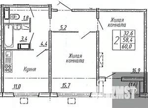 2-к квартира, вторичка, 60м2, 10/19 этаж