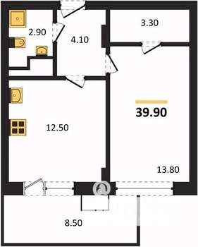 1-к квартира, вторичка, 40м2, 1/14 этаж