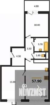 2-к квартира, вторичка, 58м2, 12/17 этаж