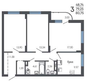 3-к квартира, строящийся дом, 81м2, 5/9 этаж