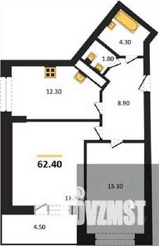2-к квартира, вторичка, 62м2, 12/25 этаж