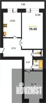 2-к квартира, вторичка, 70м2, 14/16 этаж