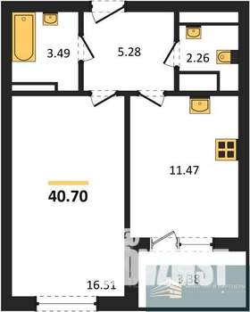 1-к квартира, вторичка, 41м2, 17/18 этаж