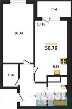 1-к квартира, вторичка, 51м2, 13/18 этаж