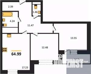 2-к квартира, вторичка, 65м2, 23/25 этаж