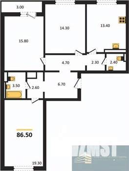 3-к квартира, вторичка, 87м2, 14/17 этаж