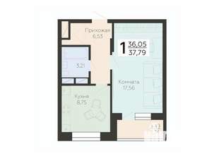 1-к квартира, вторичка, 38м2, 3/18 этаж