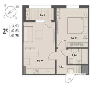 1-к квартира, вторичка, 45м2, 18/18 этаж
