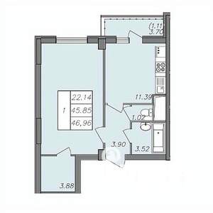 1-к квартира, вторичка, 46м2, 13/13 этаж