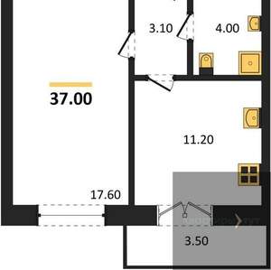 1-к квартира, вторичка, 37м2, 11/15 этаж