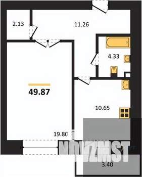 1-к квартира, вторичка, 50м2, 1/14 этаж