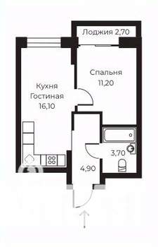 1-к квартира, строящийся дом, 37м2, 7/14 этаж