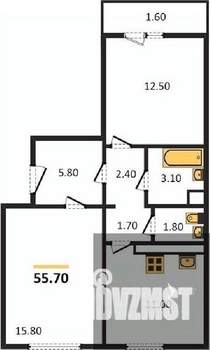 2-к квартира, вторичка, 56м2, 9/17 этаж
