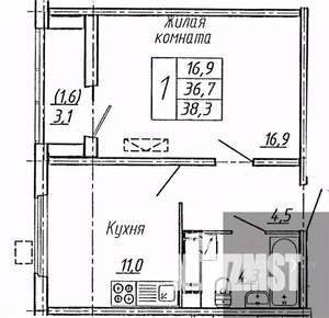 1-к квартира, вторичка, 38м2, 9/19 этаж