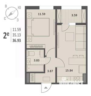 1-к квартира, вторичка, 37м2, 5/18 этаж