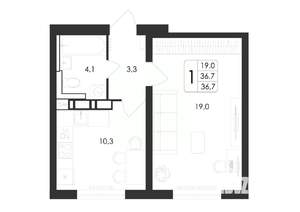 1-к квартира, вторичка, 37м2, 1/17 этаж