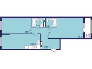2-к квартира, вторичка, 90м2, 16/18 этаж