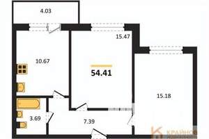 2-к квартира, вторичка, 54м2, 5/17 этаж