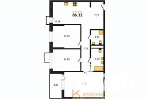 3-к квартира, вторичка, 86м2, 6/21 этаж