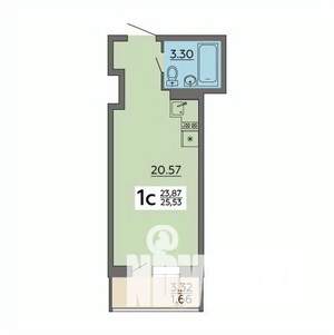 1-к квартира, строящийся дом, 26м2, 15/18 этаж