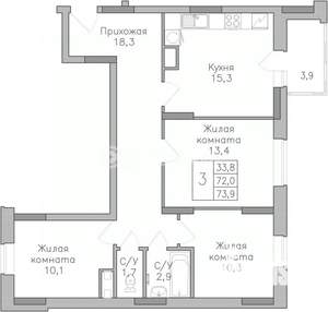3-к квартира, строящийся дом, 738м2, 15/25 этаж