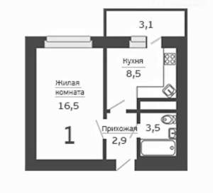 1-к квартира, вторичка, 34м2, 7/17 этаж