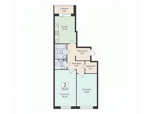 2-к квартира, вторичка, 70м2, 5/16 этаж