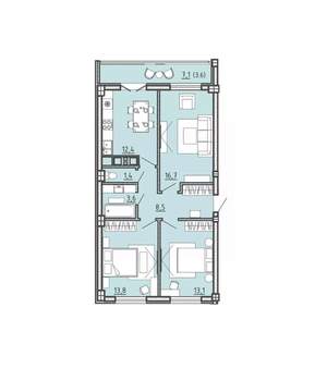 3-к квартира, вторичка, 73м2, 4/15 этаж