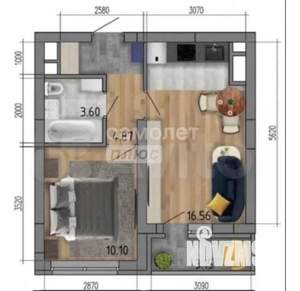 1-к квартира, вторичка, 35м2, 21/25 этаж