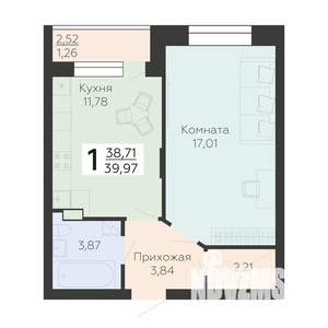1-к квартира, строящийся дом, 40м2, 8/10 этаж