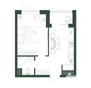 1-к квартира, строящийся дом, 35м2, 2/13 этаж