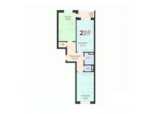 2-к квартира, вторичка, 67м2, 9/18 этаж