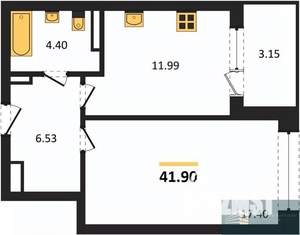 1-к квартира, вторичка, 42м2, 3/24 этаж